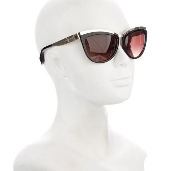 Alexander McQueen AMQ 4251 S 8JEJ6 Oversized Cat Eye Black Sunglasses With Case - Picture 2 of 8